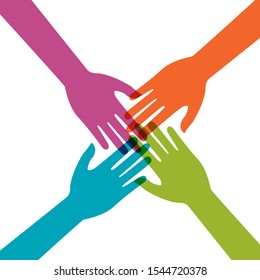 Hand Colorful Creative  Connection with Teamwork
