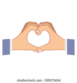 hand colorful with hands forming heart