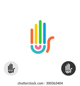Hand colorful rainbow geometric linear style logo