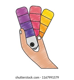 Hand with colors palette scribble