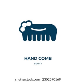 icono del vector de peine manual. peine manual, belleza, íconos rellenos a mano de concepto de belleza plana. Icono de glifo negro aislado, elemento de símbolo de ilustración vectorial para diseño web y aplicaciones móviles