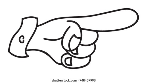 Hand in comic style showing direction.