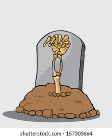 Hand coming out of grave