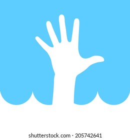 hand coming out of ocean