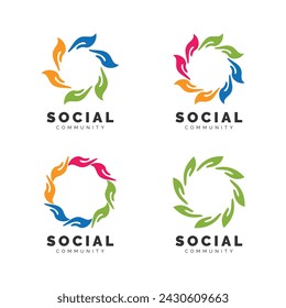 Hand, community, creative hub, social connection logo design