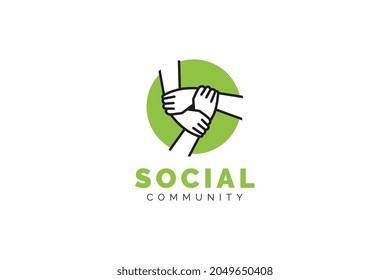 Hand community logo design template. community vector icon illustration