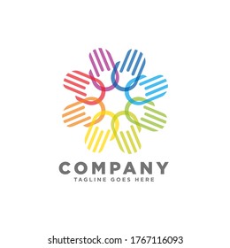 Hand community Logo icon, People care, community, creative hub, social connection, charity symbol  design vector