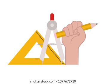 hand with compass isolated icon