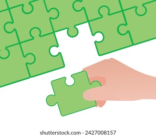 Mano completa puzzle. ilustración vectorial