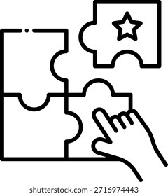 Mão Completando Puzzle com Star Piece