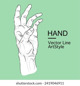 Hand with complex line doodle vector design, minimal art,  