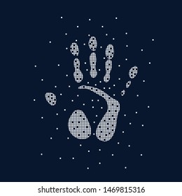 The hand is composed of pixels. Vector illustration