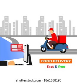 hand and computer and courier next to it