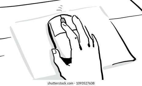 Hand with computer mouse.
