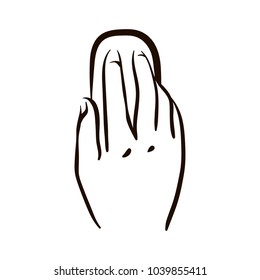 Hand with computer mouse sketch illustration