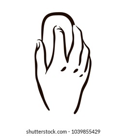 Hand with computer mouse sketch illustration