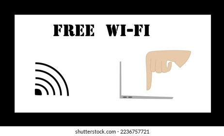 hand with computer or notebook for information free wi-fi