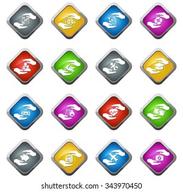 Hand concept glossy web icon set