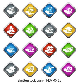 Hand concept glossy web icon set