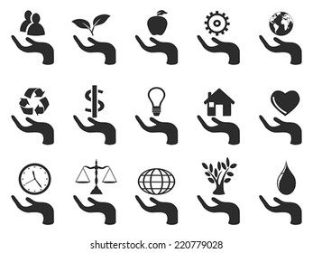 hand concept icons set