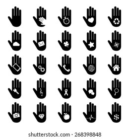 Hand concept icons. vector set. vector illustration.