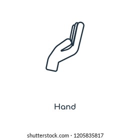 Hand concept line icon. Linear Hand concept outline symbol design. This simple element illustration can be used for web and mobile UI/UX.