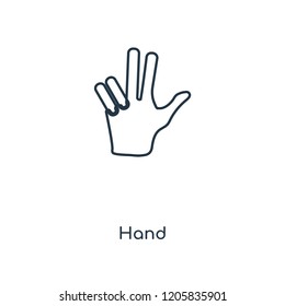 Hand concept line icon. Linear Hand concept outline symbol design. This simple element illustration can be used for web and mobile UI/UX.