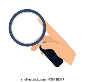 Hand concept. specific gesture with lupe icon. vector graphic