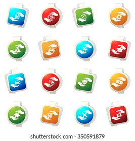 Hand concept stickers label icon set
