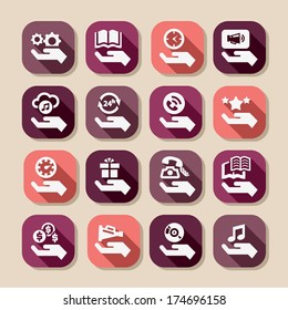 Hand Concept Vector Icons Set.