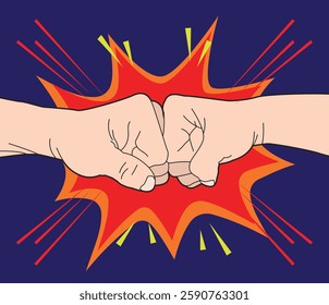 
hand conflict art flat design
