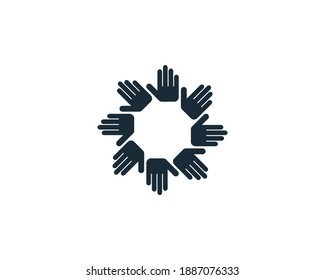 Hand Connections Icon Vector Logo Template Illustration Design