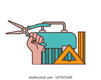 hand with construction tool box icon