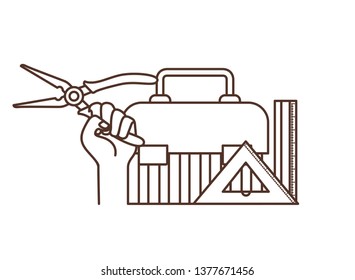 hand with construction tool box icon