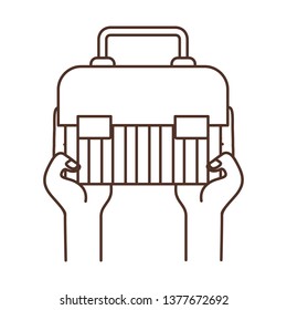hand with construction tool box icon