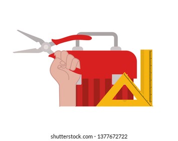 hand with construction tool box icon