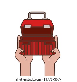 hand with construction tool box icon