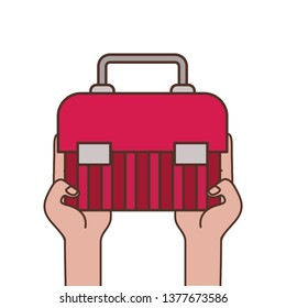 hand with construction tool box icon