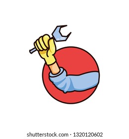 hand construction worker with wrench