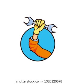 hand construction worker with wrench
