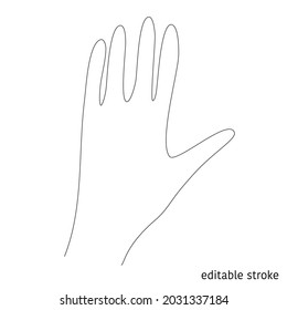 Hand in Continuous Line Drawing. Vector Sketchy Waving Concept. Outline Simple Artwork with Editable Stroke.
