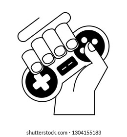 hand with controller video game