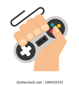 hand with controller video game