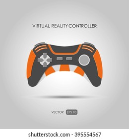 Hand controller for virtual reality system on gray background. Vector illustration