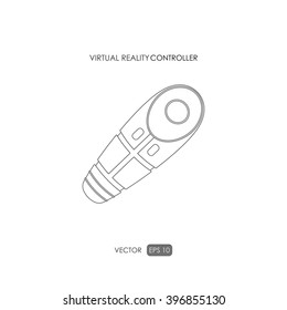 Hand controller for virtual reality system. Outline drawing. Vector illustration