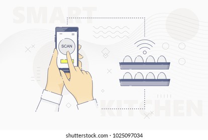 Hand controlling egg scaner with smartphone