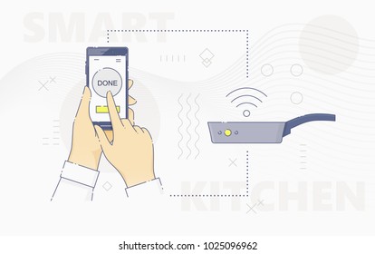 Hand controlling pan with smartphone
