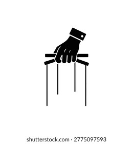Hand Controlling Puppet Strings Black Filled Icon — Mastermind UI