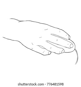  hand controls the computer mouse  vector illustration