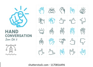 Hand Conversation vector icon set 2